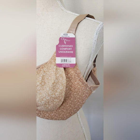 Olga Warens Women's Floral Tan Underwire Bra Size 42D - Picture 2 of 3